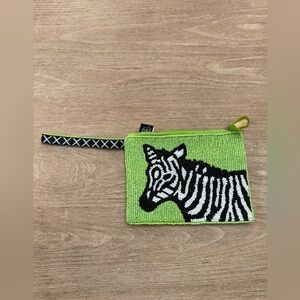 2 chic green beaded pouch